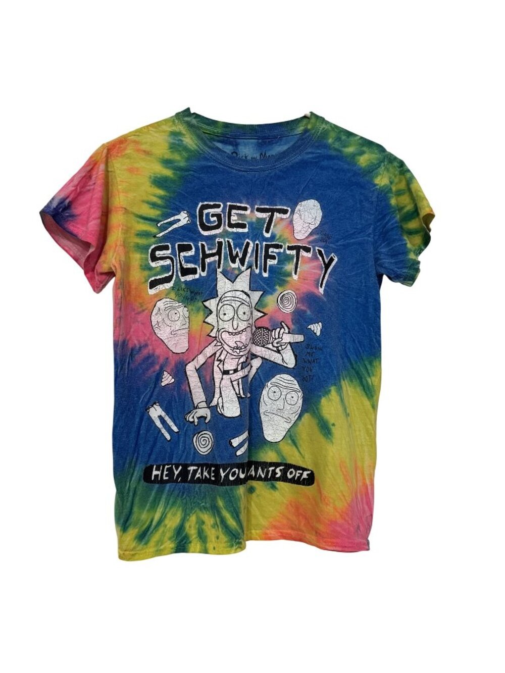 Rick and Morty Get Schwifty Tie Dye Graphic Tee Adult Small Cartoon Network